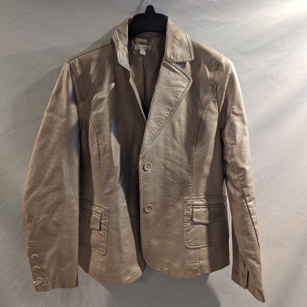 Women's Large Champagne Gold Relativity Leather Jacket